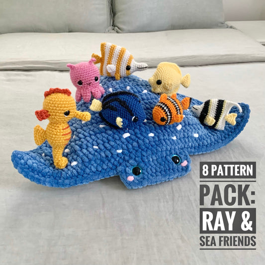 8-Pattern Pack - Mega Ray and Sea Friends - DIGITAL Patterns