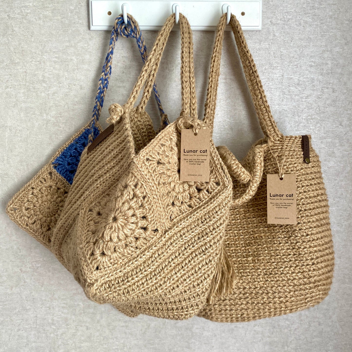 Crochet Jute Bag Pattern, Granny Square Hobo Bag Pattern, Jute Tote Bag Crochet Pattern